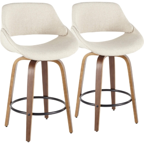 Fabrico 26" Counter Stool in Cream Fabric & Walnut Finish (Set of 2)